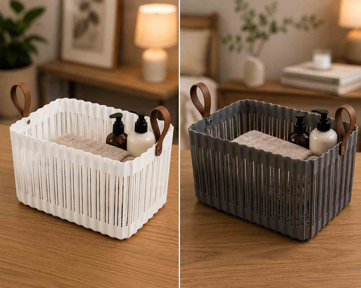 Ribbed Storage Basket with Handles