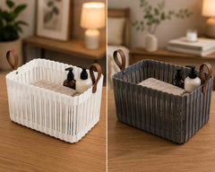 Ribbed Storage Basket with Handles