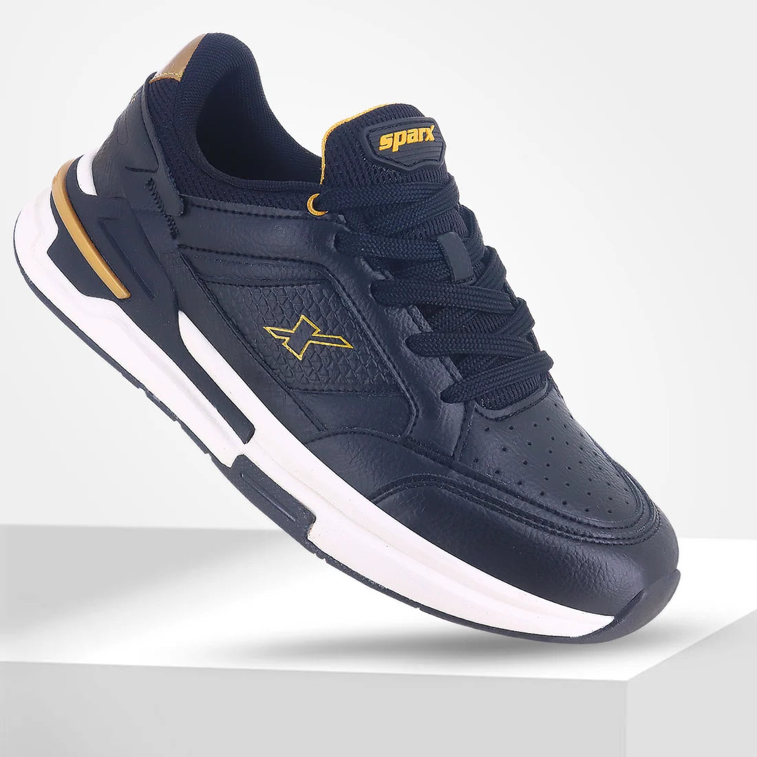 Sparx Men's Casual Sneakers Black with Gold Trim