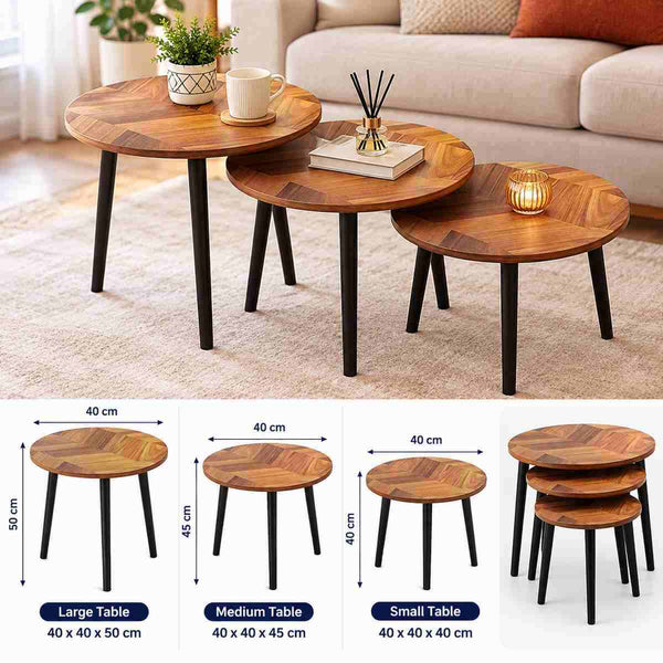 Set of 3 Nesting Wooden Coffee Tables