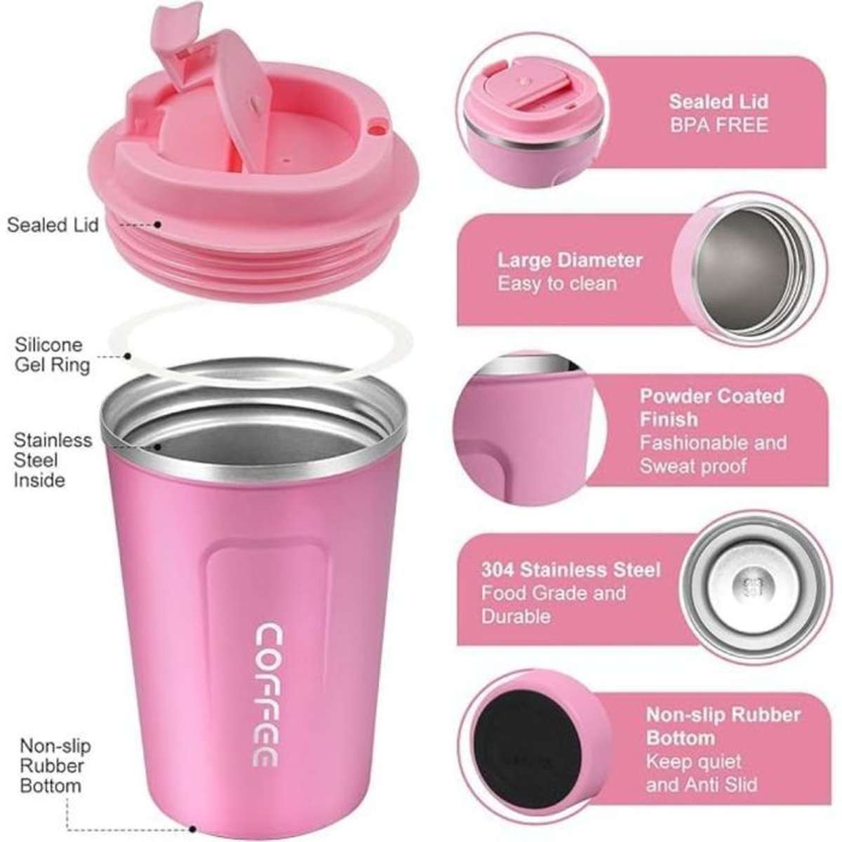Stainless Steel Insulated Tumbler with Leak-Proof Lid 510 ml