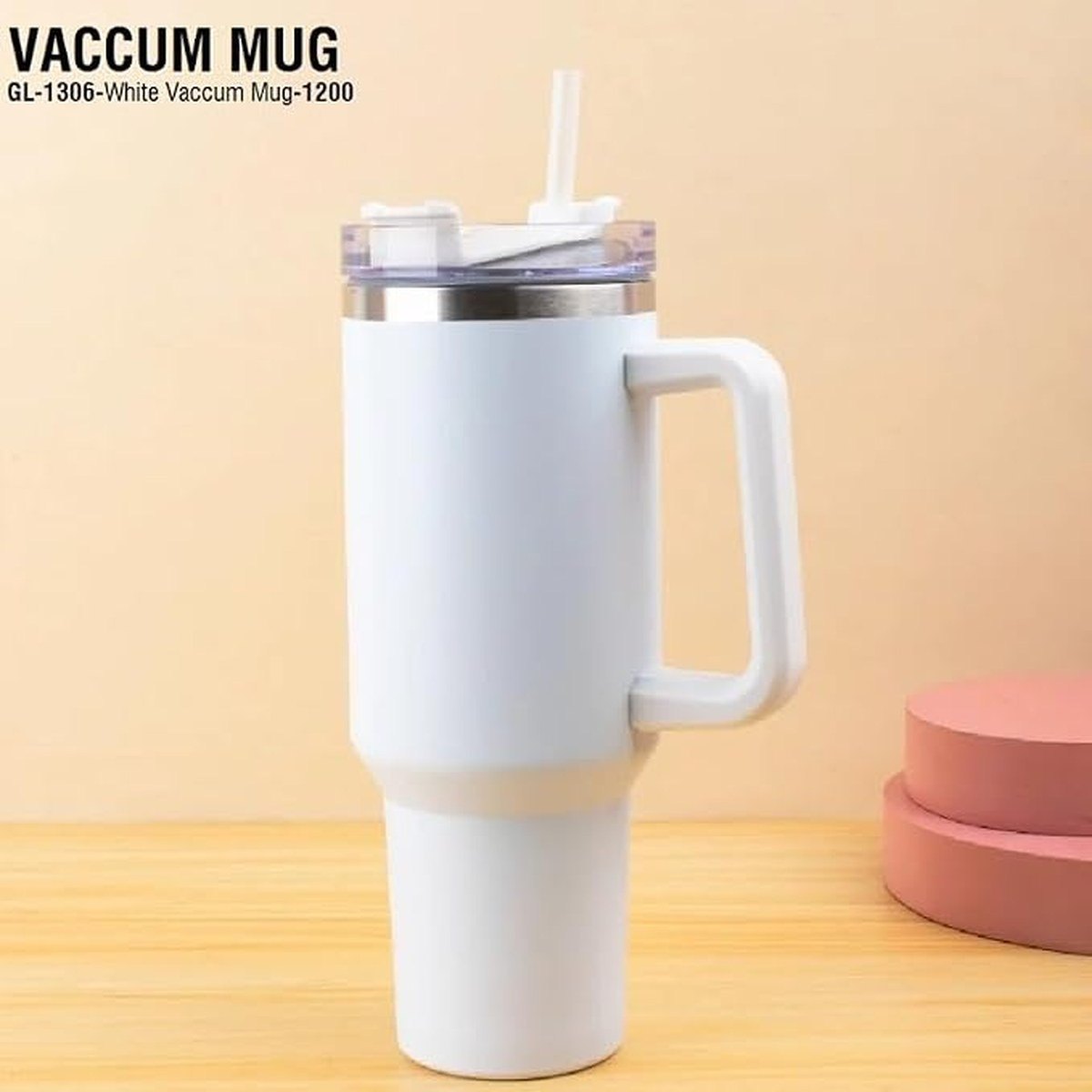 Thermal Mug with Straw and Black Airtight Lid - 1200ml