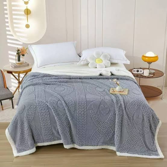 Thick Double Sided Cashmere Fleece Plaid Blanket 200 x 230 cm