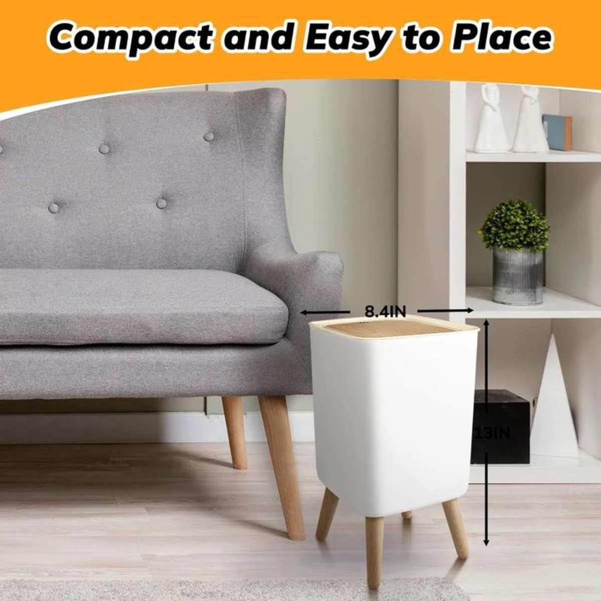 Trash Can with Lid Waste Basket 10 L