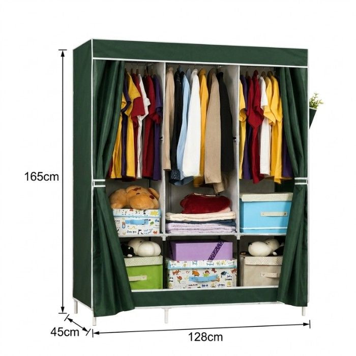 Fabric Wardrobe Closet 3-Door Clothes Storage Organizer