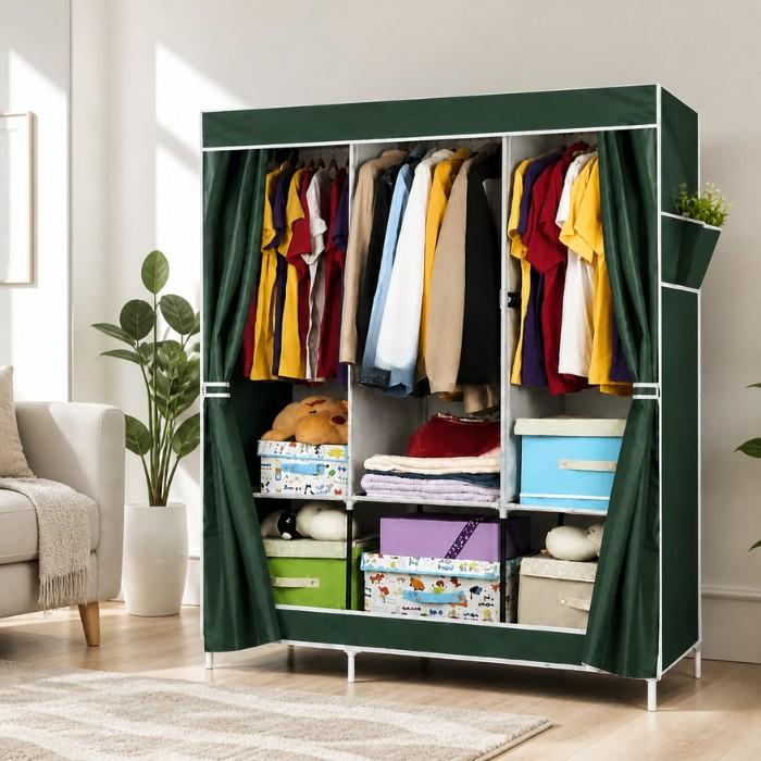 Fabric Wardrobe Closet 3-Door Clothes Storage Organizer