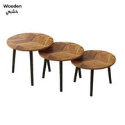 Set of 3 Round Multi Purpose Tables with Metal Legs