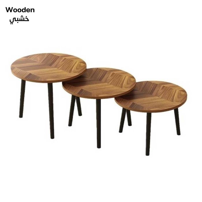 Set of 3 Round Multi Purpose Tables with Metal Legs