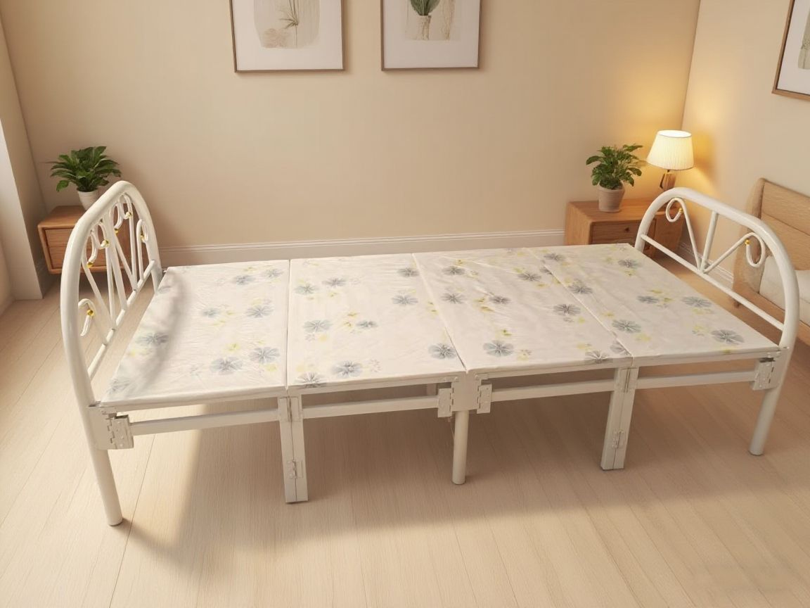Single Folding Metal Bed 90×77×190 cm