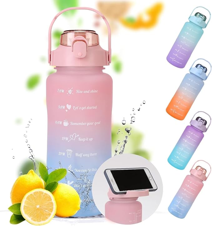 3-in-1 Water Bottle Set with Straw and Handle