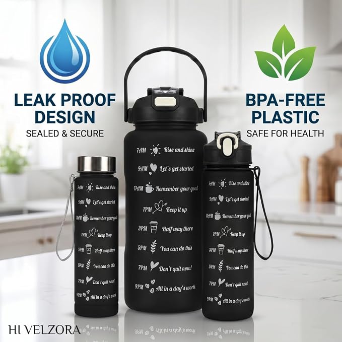 3-in-1 Water Bottle Set with Straw and Handle