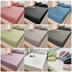 Cotton Fitted Bedsheet Set with Pillowcase Stripe