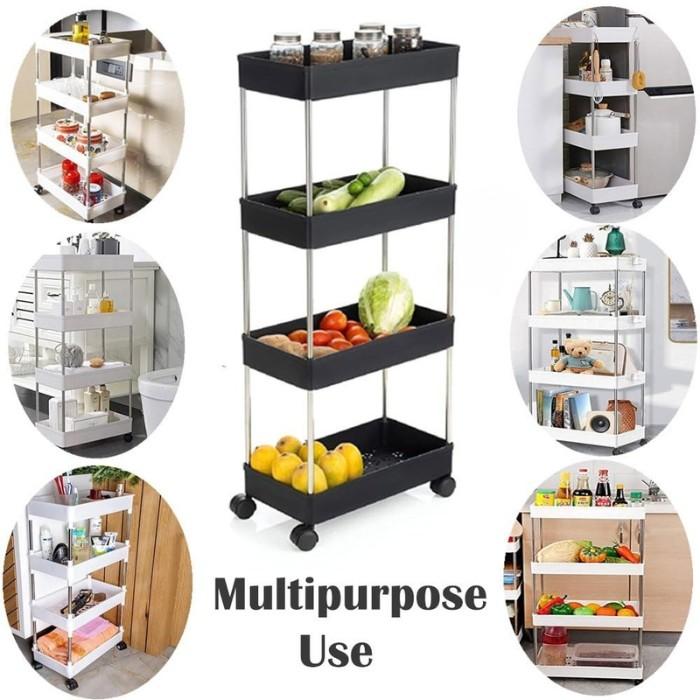 4-Tier Rolling Storage Trolley Rack with Wheels
