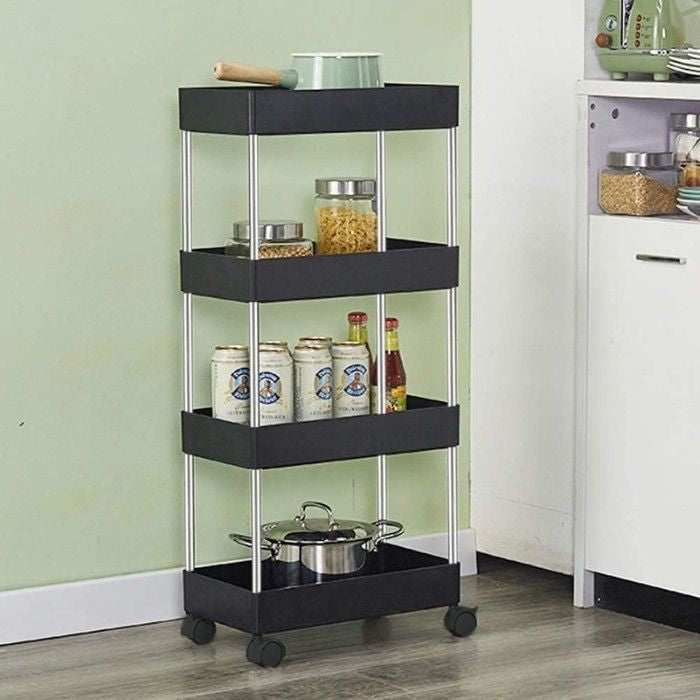 4-Tier Rolling Storage Trolley Rack with Wheels