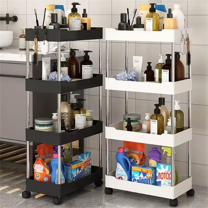 4-Tier Rolling Storage Trolley Rack with Wheels