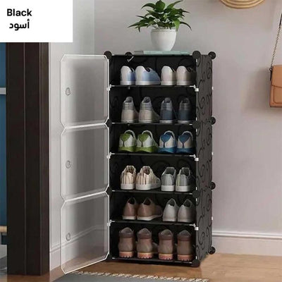 6 or 8 Layers Plastic Shoe Rack with Doors