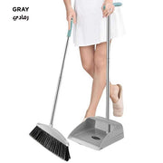 Cleaning Broom and Dustpan Set with Steel Stick