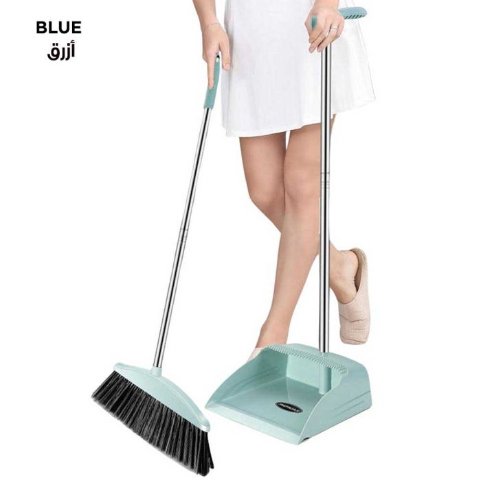 Cleaning Broom and Dustpan Set with Steel Stick