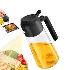 Arbaana 2-in-1 glass oil sprayer and dispenser bottle, 500ml, with clear glass body and spray nozzle for cooking and dressing.