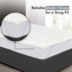 Arbaana cotton quilted mattress topper pad with flexible straps, soft and comfortable bedding layer for enhanced sleep comfort.