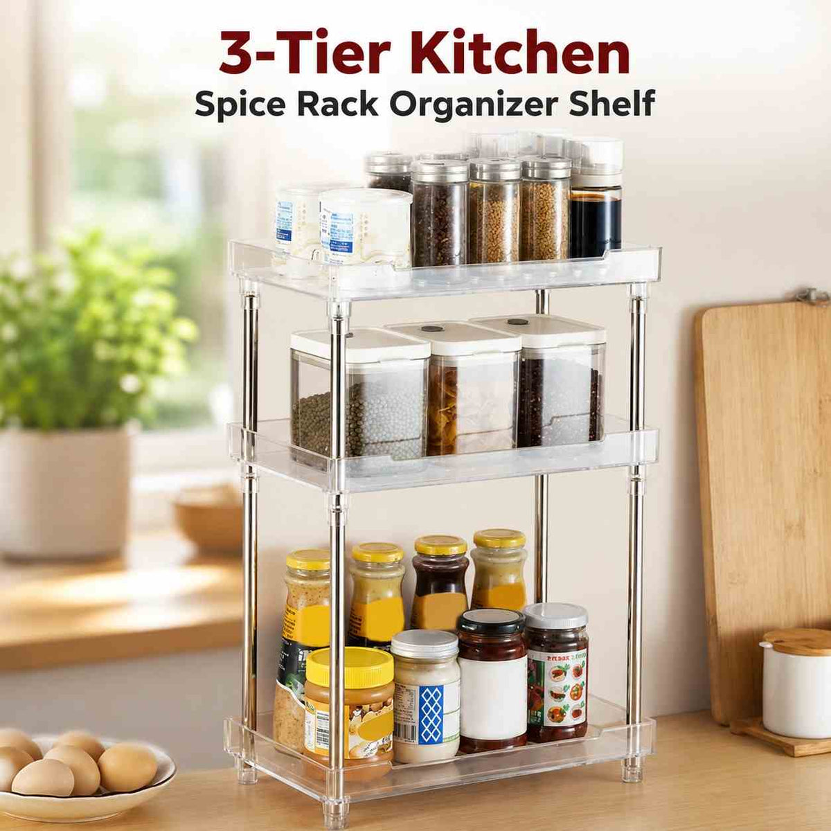 3-Tier Kitchen Spice Rack Organizer Shelf