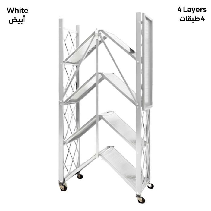 Foldable Multi-Tiers Metal Storage Rack with Wheels