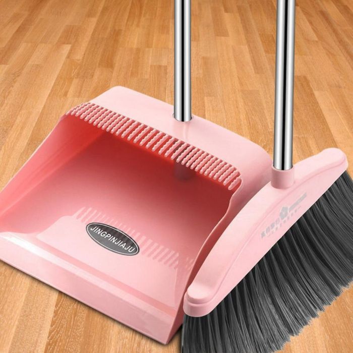 Cleaning Broom and Dustpan Set with Steel Stick