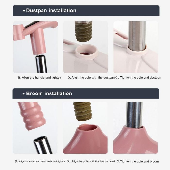 Cleaning Broom and Dustpan Set with Steel Stick