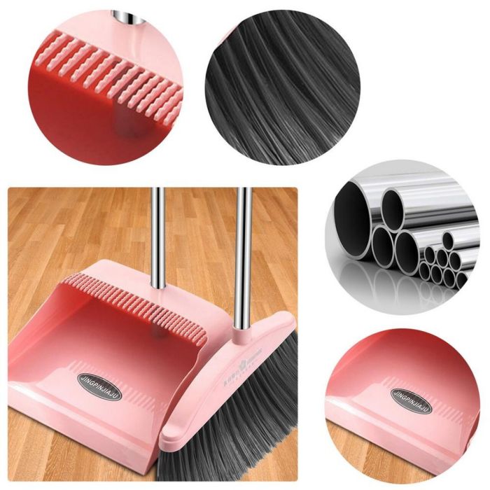 Cleaning Broom and Dustpan Set with Steel Stick