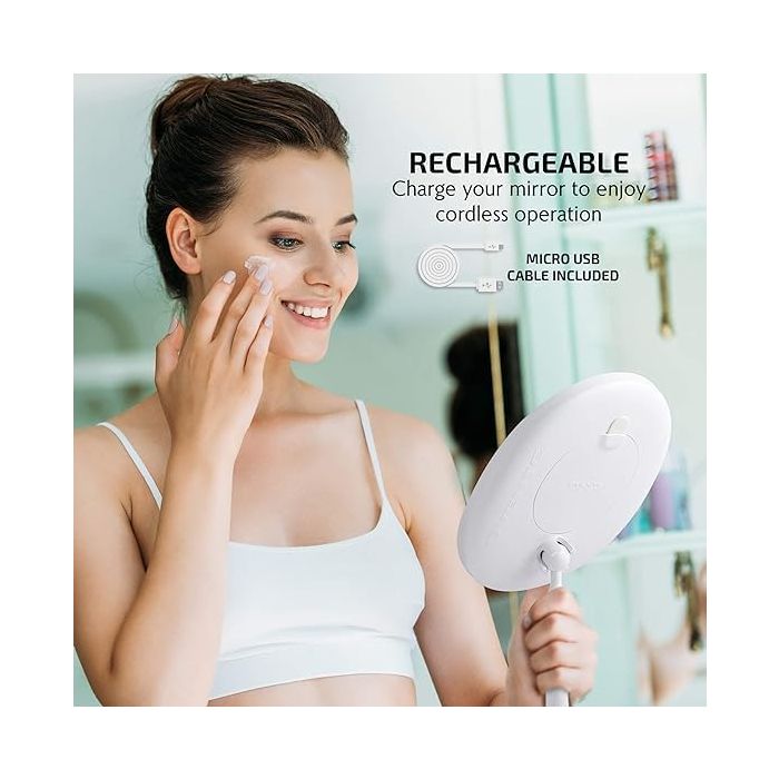 مرآة مكياج دائرية بإضاءة، 20 × 16 سم