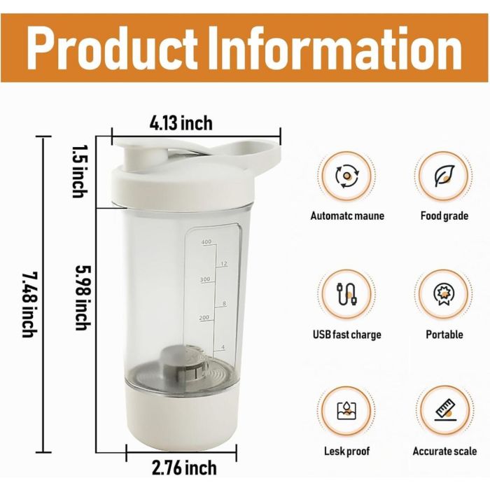 Premium Electric Protein Shaker Bottle 400ml