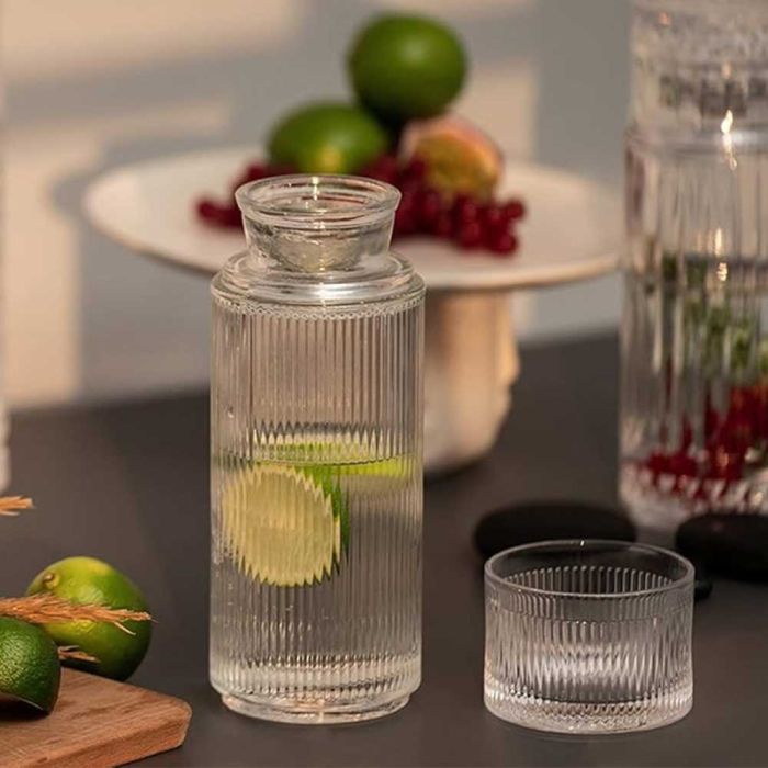 Glass Water Carafe with Cup