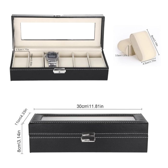 علبة ساعات تالجو بنافذة زجاجية، 6 أقسام