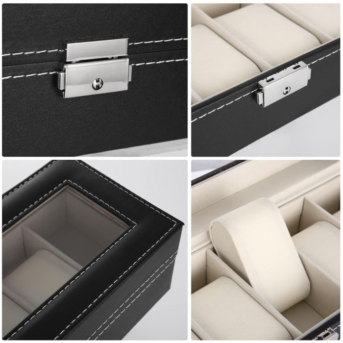 علبة ساعات تالجو بنافذة زجاجية، 6 أقسام