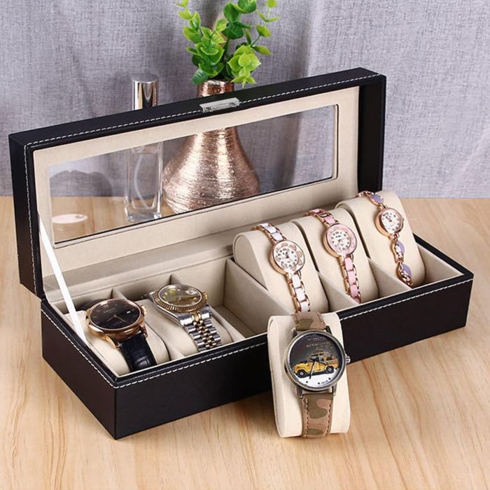 Tallgoo Watch Box with Glass Window 6 Compart