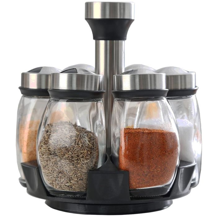360 Degree Seasoning Bottle Rack with Empty Jars