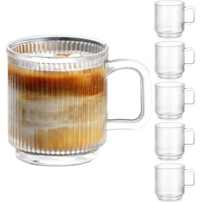 أكواب بمقابض وخطوط عمودية، 6 قطع