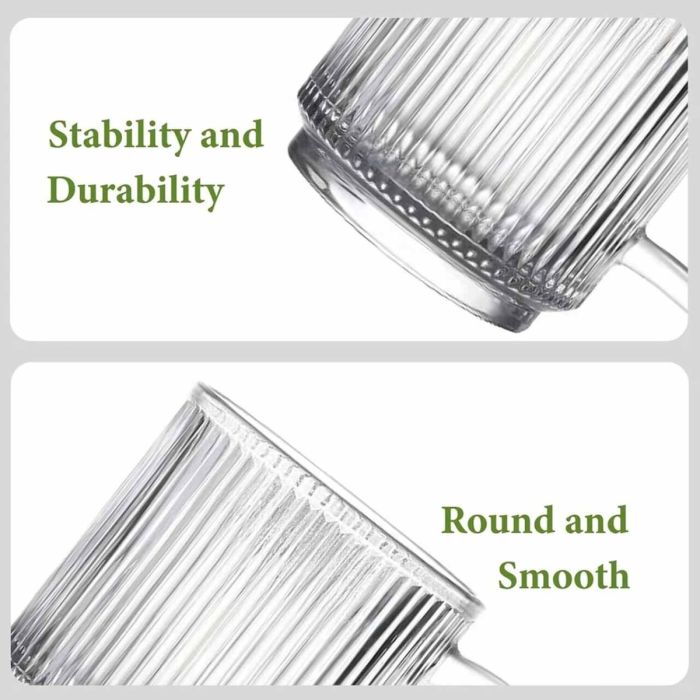 أكواب بمقابض وخطوط عمودية، 6 قطع