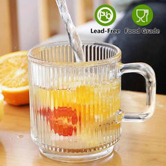 mugs with handles and vertical lines, 6 piece
