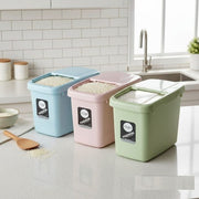 صندوق تخزين حبوب بلاستيكي سعة 10 كيلوغرامات بغطاء شفاف