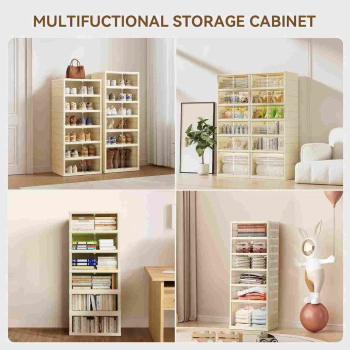 Arbaana foldable 6-layer double shoe organizer with multiple compartments for organized shoe storage and space-saving design.