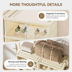 Foldable 6-layer double shoe organizer by Arbaana with multiple compartments for organized shoe storage.