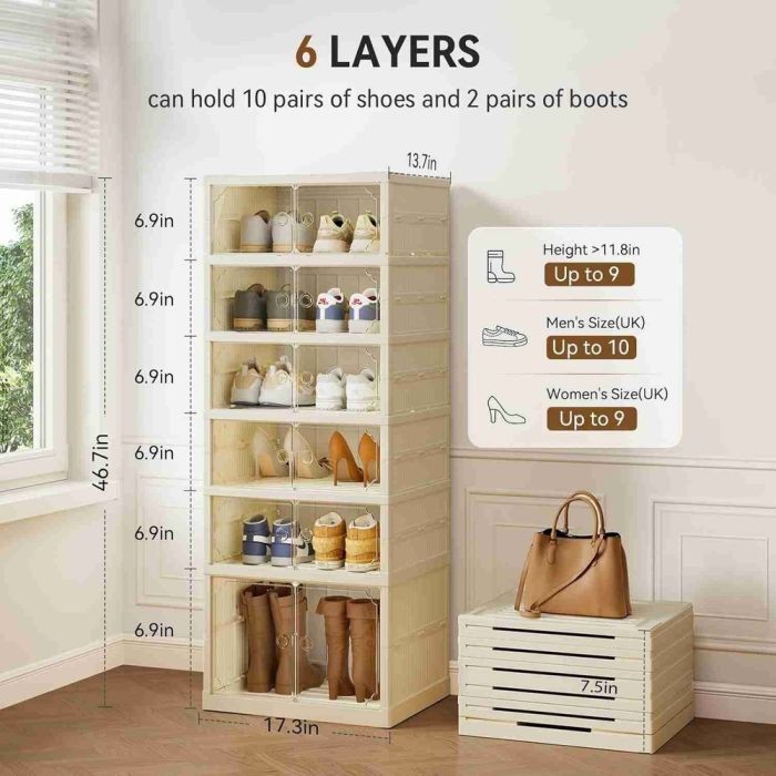 Foldable 6-Layer Double Shoe Organizer