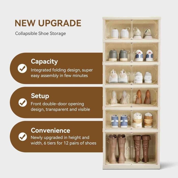 Arbaana foldable 6-layer double shoe organizer with multiple compartments for shoe storage and organization.