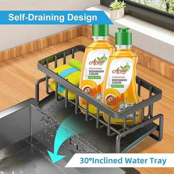Kitchen Sink Organizer Rack with Drain Tray