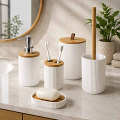 6-Piece Bathroom Accessory Set, Black Bamboo