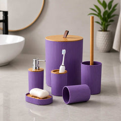 6-Piece Bathroom Accessory Set, Black Bamboo