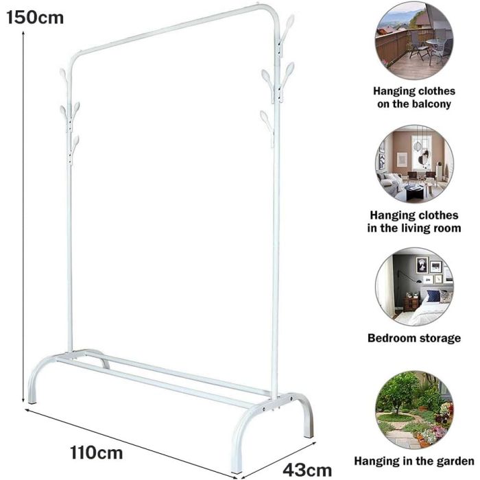 Multipurpose Clothes Storage Rack with 8 Side Hooks