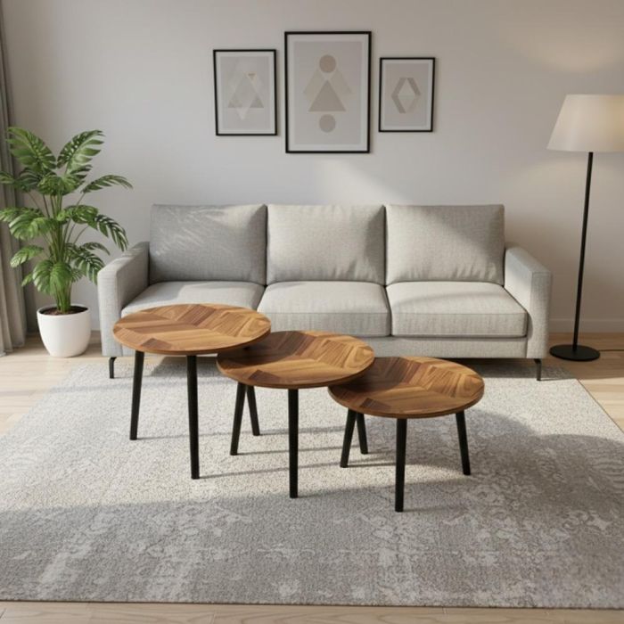 Set of 3 Round Multi Purpose Tables with Metal Legs