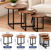 Nesting Side Round Coffee Table Set 3Pcs